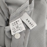 ANAYI サッカーストレッチサイドベルトワンピース 定52800円 36 ストライプ スキッパー 25SS グレー ホワイト レディース アナイ【中古】5-1001S♪