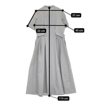 ANAYI サッカーストレッチサイドベルトワンピース 定52800円 36 ストライプ スキッパー 25SS グレー ホワイト レディース アナイ【中古】5-1001S♪