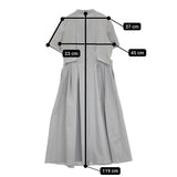 ANAYI サッカーストレッチサイドベルトワンピース 定52800円 36 ストライプ スキッパー 25SS グレー ホワイト レディース アナイ【中古】5-1001S♪