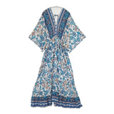 roomy by the sea ルーミーバイザシー バード 花柄 リゾートワンピース ヴィスコース ワンピース ブルー ホワイト レディース【中古】6-0330M∞