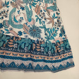 roomy by the sea ルーミーバイザシー バード 花柄 リゾートワンピース ヴィスコース ワンピース ブルー ホワイト レディース【中古】6-0330M∞