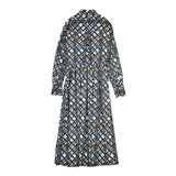 DAMA collection ラッティ社 ベルト柄 シャツワンピース 定価39800円 ワンピース ベージュ ブルー レディース ダーマコレクション【中古】5-1215M∞