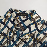 DAMA collection ラッティ社 ベルト柄 シャツワンピース 定価39800円 ワンピース ベージュ ブルー レディース ダーマコレクション【中古】5-1215M∞