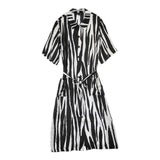 agnes b. ROBE ワンピース シャツワンピース ベルト付き 半袖 ワンピース ブラック ホワイト レディース アニエスベー【中古】6-0330S∞