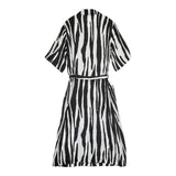 agnes b. ROBE ワンピース シャツワンピース ベルト付き 半袖 ワンピース ブラック ホワイト レディース アニエスベー【中古】6-0330S∞