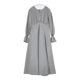 NATURAL BEAUTY BASIC 新品 サテンパイピングワンピース 定価13992円 ワンピース グレー レディース ナチュラルビューティーベーシック【中古】5-1215M∞