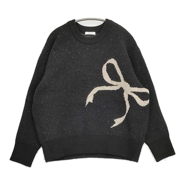 FREAK'S STORE リボン ジャガードニット 1132248902861 定価6996円 セーター ニット ブラック レディース フリークスストア【中古】5-1031T♪