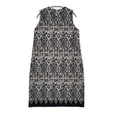 mina perhonen symphony xa3669 サイズ38 刺繍 エンブロイダリー ウール ノースリーブ ワンピース ネイビー ホワイト レディース ミナペルホネン【中古】5-1128T♪