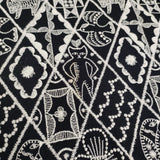 mina perhonen symphony xa3669 サイズ38 刺繍 エンブロイダリー ウール ノースリーブ ワンピース ネイビー ホワイト レディース ミナペルホネン【中古】5-1128T♪