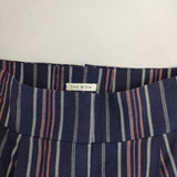 THE IRON R91002-02 ストライプ 編み上げ ワイド コットンリネン パンツ ネイビー レディース アイロン【中古】5-1215G∞