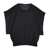 sacra ウール フレンチスリーブニット ベスト 半袖 セーター ニット ブラック レディース サクラ【中古】5-1129T∞