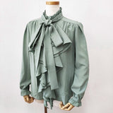 ADELLY アデリー 2WAYジョーゼットブラウス 定価39600円 リボン付き ブラウス シャツ 25SS ライトグリーン レディース【中古】5-1215M∞