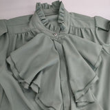 ADELLY アデリー 2WAYジョーゼットブラウス 定価39600円 リボン付き ブラウス シャツ 25SS ライトグリーン レディース【中古】5-1215M∞