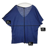three dots CW1131 リネン アメリカ製 Vネック 半袖Ｔシャツ カットソー ブルー レディース スリードッツ【中古】6-0502S∞