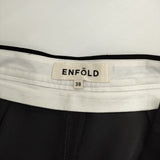 ENFOLD テーパード ポリエステル センタープレススラックス パンツ ブラック レディース エンフォルド【中古】5-1215G∞