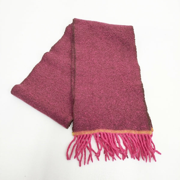 45R/45rpm ウール フリンジ ストール マフラー ピンク ブラウン レディース フォーティーファイブアールピーエム【中古】5-1112T◎