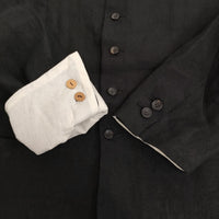 R&D.M.Co- 未使用品 DENSELY LINEN STAND COLLAR JACKET L 定価59400円 ジャケット ブラック レディース オールドマンズテーラー【中古】5-1001M♪