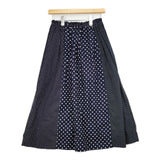 MORIKAGE SHIRT KYOTO ドット柄 パッチワーク ギャザー ロングスカート ネイビー ホワイト レディース モリカゲシャツキョウト【中古】6-0222M∞