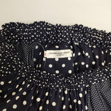 MORIKAGE SHIRT KYOTO ドット柄 パッチワーク ギャザー ロングスカート ネイビー ホワイト レディース モリカゲシャツキョウト【中古】6-0222M∞