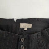 MARGARET HOWELL 578-8143007 COTTON LINEN ストライプスラックス パンツ ブラック レディース マーガレットハウエル【中古】6-0222G∞