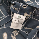 mina perhonen garden patchwork ws1891 刺繍 サイズ36 ブラウス シャツ ブルーグレー レディース ミナペルホネン【中古】6-0324S♪