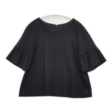 J&M Davidson 袖フリル 半袖 ブラウス シャツ ブラック レディース ジェイアンドエムデヴィッドソン【中古】6-0502S∞