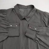 SLOBE IENA 襟付きサテンシャツブラウス バックボタン ブラウス シャツ グレー レディース スローブイエナ【中古】6-0121M∞