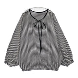 LrdR CLOCHE チョーカーバルーンドルマンスリーブT 定価13200円 長袖Ｔシャツ カットソー ロンＴ ホワイト ブラック レディース エルアールディーアール【中古】6-0502M∞