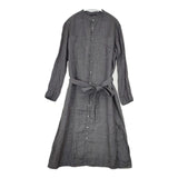 pas de calais リネンバンドカラー シャツワンピ ベルト付き 製品洗い ワンピース グレー レディース パドカレ【中古】6-0330M∞