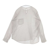ゴーシュ オーガニックドビー ノーカラーシャツ G221-B025 コットン ブラウス シャツ ライトグレー レディース ゴーシュ【中古】6-0121M∞