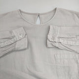 ゴーシュ オーガニックドビー ノーカラーシャツ G221-B025 コットン ブラウス シャツ ライトグレー レディース ゴーシュ【中古】6-0121M∞