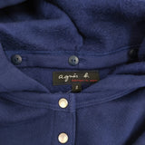 agnes b. Capuche オーガニックコットンメルトン長袖カーディガンプレッション サイズ3 カーディガン ブルー レディース アニエスベー【中古】5-1123T♪