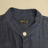 agnes b. バンドカラー デニムシャツ サイズ3 長袖シャツ ブルー レディース アニエスベー【中古】6-0222M∞