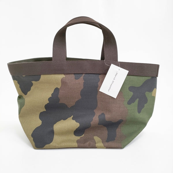 Herve Chapelier 新品 707W カモフラージュ コーデュラ舟型トートM 迷彩 定価41580円 バッグ カーキ レディース エルベシャプリエ【中古】5-1011G♪