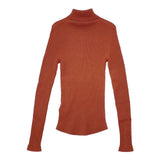 qualite シームレスタートルニット 定価15900円 リブ ホールガーメント セーター ニット オレンジ レディース カリテ【中古】5-1116T∞