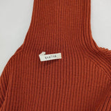 qualite シームレスタートルニット 定価15900円 リブ ホールガーメント セーター ニット オレンジ レディース カリテ【中古】5-1116T∞