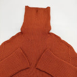 qualite シームレスタートルニット 定価15900円 リブ ホールガーメント セーター ニット オレンジ レディース カリテ【中古】5-1116T∞