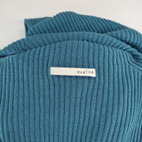 qualite シームレスタートルニット 定価15900円 リブ ホールガーメント セーター ニット ブルー レディース カリテ【中古】5-1116T∞