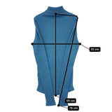 qualite シームレスタートルニット 定価15900円 リブ ホールガーメント セーター ニット ブルー レディース カリテ【中古】5-1116T∞