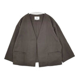 Harriss FJ211-22051 コットンリネン 定価20900円 ノーカラージャケット チャコールグレー レディース ハリス【中古】6-0405M∞