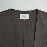 Harriss FJ211-22051 コットンリネン 定価20900円 ノーカラージャケット チャコールグレー レディース ハリス【中古】6-0405M∞