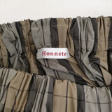 Honnete 未使用 チェックギャザースカート 定価37400円 HO-25SS SK13 ロングスカート 25SS ブラウン グレー レディース オネット【中古】5-1001M♪