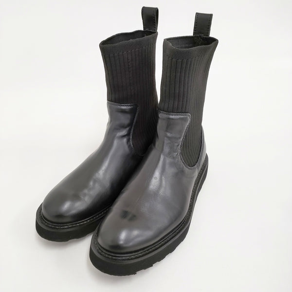 CAMINANDO BEAMS別注ニットカフアンクルブーツ サイズ7 定価37400円 ブーツ 24AW ブラック レディース カミナンド【中古】5-1011T♪