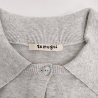 tumugu ランダムリブニット ビッグカラーカーディガン 定価12980円 TK25201 カーディガン 25SS ライトグレー レディース ツムグ【中古】5-1001M♪