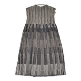 NUNO 須藤玲子 Loomed tunic プリーツ チュニック ノースリーブ ワンピース ブラック ホワイト レディース【中古】6-0324S♪