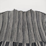 NUNO 須藤玲子 Loomed tunic プリーツ チュニック ノースリーブ ワンピース ブラック ホワイト レディース【中古】6-0324S♪