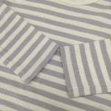 agnes b. 細ボーダー コットン Cool 定価14300円 長袖Ｔシャツ カットソー ロンＴ ラベンダー ホワイト レディース アニエスベー【中古】6-0117M∞