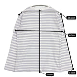 agnes b. 細ボーダー コットン Cool 定価14300円 長袖Ｔシャツ カットソー ロンＴ ラベンダー ホワイト レディース アニエスベー【中古】6-0117M∞