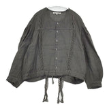 Vlas Blomme ウォッシュドリネンレースステッチブラウス 定価41800円 13110035 ブラウス シャツ チャコールグレー レディース ヴラスブラム【中古】6-0408M∞