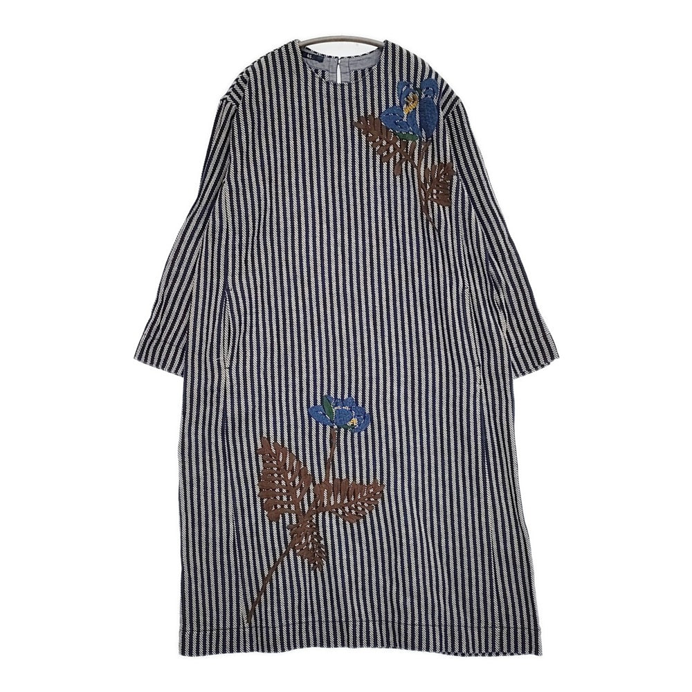 45R/45rpm カルゼヒッコリープルメリア刺繍ワンピース 定価66000円